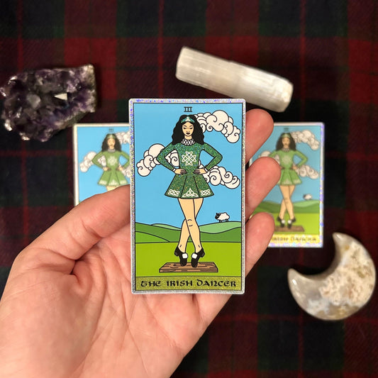 Irish Dancer Tarot Card Glitter Sticker