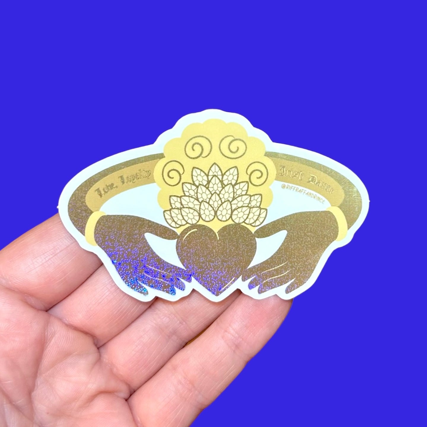 Irish Dance Claddagh Ring Glitter Sticker