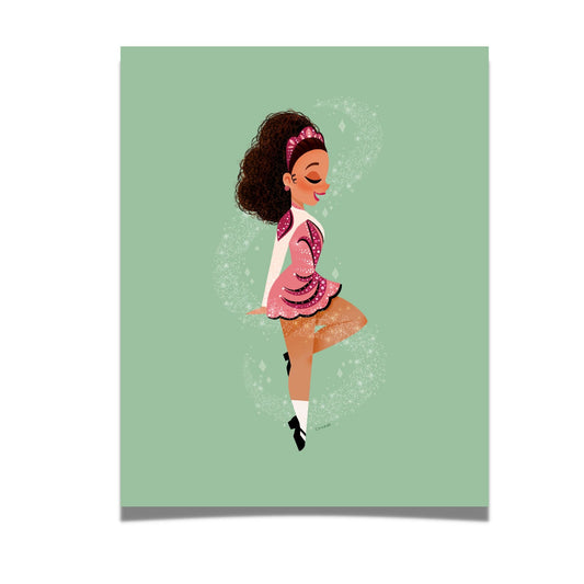 Brunette Irish Dancer Art Print by Amanda Conrad
